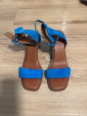 SARTO By Franco Sarto Vibrant Blue Suede Ankle-Strap Sandals